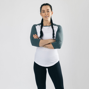 เสื้อยืดผู้หญิงแบบสั่งทำยอดนิยม ตกแต่งผ้าแบบ Patchwork แขนยาว 3/4 ทรง Raglan เสื้อเบสบอลแบบพื้นฐาน เสื้อผ้าฤดูใบไม้ร่วง เสื้อยืดสั่งทำ - Product Image 3