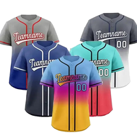Maillot de baseball unisexe personnalisé, col en V, manches courtes, bleu uni, respirant, anti-humidité, polyester, boutons sur le devant, pour adultes