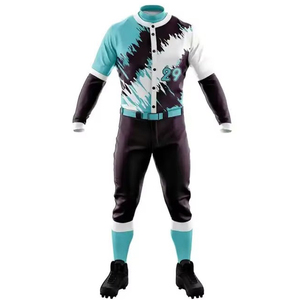 Ensemble uniforme de baseball pour homme, bleu, manches rouges, pantalon blanc, polyester respirant, manches courtes, coupe classique, toutes saisons - Product Image 3