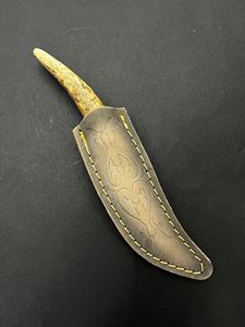 Cuchillo de caza y camping Jexa Jexa-HC-170 con mango de cuerno de ciervo, acero inoxidable 4034, hoja fija de espiga completa grabada y parcialmente serrada. - Product Image 5