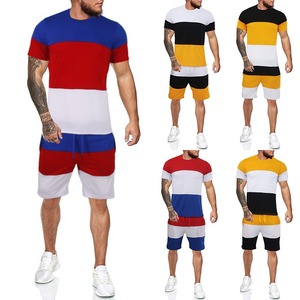 Men's <b>Twin</b> <b>Set</b> 2-Piece Short and Shirt Summer Sports Gym Outfit Quick Drying Polyester/Cotton - Product Image 1