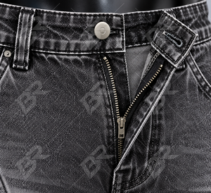 Shorts en jean vintage délavé pour homme avec broderie, taille mi-haute, décontractés, pour l'été, 100 % coton, avec poches - Product Image 6
