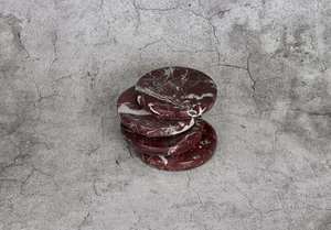 Gabriella Red Round Marble <b>Coaster</b> <b>Set</b> With Waterproof Flamed Surface Design and Natural For Gift Purpose - Product Image 5