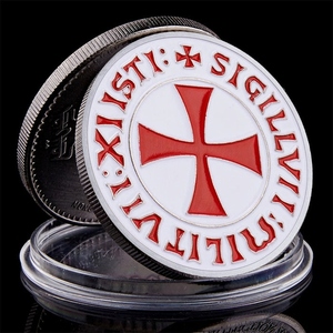 Médaille personnalisée en métal plaqué argent Chevaliers Templiers Croix Rouge pour la vente en gros - Product Image 2