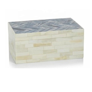 Caja de almacenamiento de joyería con incrustaciones de hueso gris hecha a mano, organizador multiusos trenzado, novedad, decoración del hogar, el mejor regalo para mujeres, arte de hueso - Product Image 4