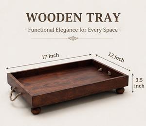 Bandeja de Madera para Servir con Asas de Cuerda y Patas de Bola, Bandeja Rústica de Madera para Té, Café, Desayuno, Comida y Bebidas - Product Image 3