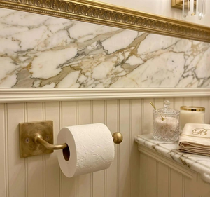 Support de toilette en laiton décoratif, support de salle de bain en laiton et porte-papier toilette, accessoire de salle de bain de style vintage pour toilettes et lavabo - Product Image 4