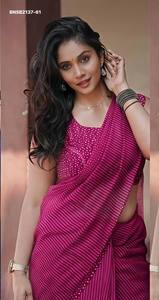 Fournisseur de la collection de saris en lin doux de qualité supérieure avec imprimé rayé et ensemble de chemisiers à imprimé cercle, exportateur de mode féminine d'Inde. - Product Image 2