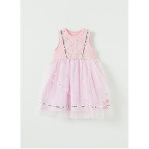 Vestido Estilo Coreano OZKIZ para Niñas con Diseño de Corazón, Moda de Verano para 2-6 Años, Lentejuelas, Poliéster, Chifón, Venta al Por Mayor - Product Image 1