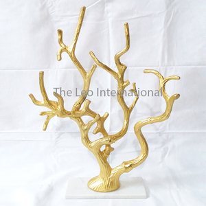 Aluminum Metal Base Marble Tree Shape Design Fancy Showpiece <b>Statue</b> Sculpture Modern Style Golden Plated - Product Image 1