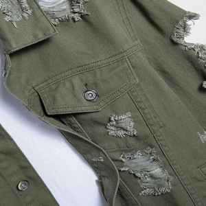 แจ็คเก็ตยีนส์ผู้ชายคุณภาพสูงสั่งทำพิเศษ ทรงปกติ แขนยาว สไตล์ทรัคเกอร์ ล้างสีแบบวินเทจเรโทร - Product Image 4