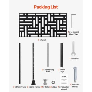 47\" X 76\" Outdoor Privacy <b>Screen</b> 3-<b>Panel</b> Freestanding Divider Stand Decorative Garden Metal <b>Screen</b> & Room Divider - Product Image 6