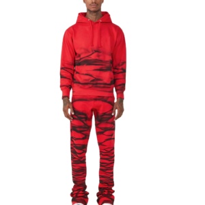 Ensembles OEM de jogging évasé rouge coupe ajustée personnalisé 100% sweat à capuche et pantalon de survêtement en coton survêtement décontracté à sublimation pour l'hiver - Product Image 1