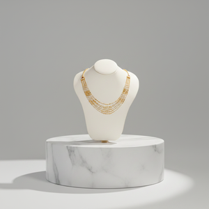 Pulsera de Perlas Multihilos Prayom Gold 22K con Detalles de Perlas Finas, Joyería Festiva para Mujeres Gujarati - Product Image 1