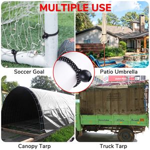 Set di 6 (25 Pezzi) Bungee Neri con Sfera per Pali da Tenda, Resistenti, per Attrezzatura da Campeggio Esterno - Product Image 5