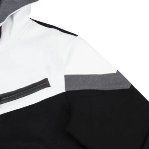 Sudadera con Capucha para Hombre, Diseño Color Block, Cierre Frontal con Cremallera, Corte Regular, Tejido Casual, Manga Larga, Estilo Otoñal, Negro, Blanco, Gris - Product Image 4