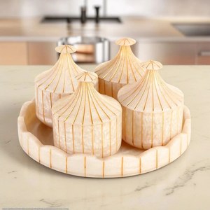 Premium Quality Resin storage jars With Lids for dry fruits Nuts containers Cylinder shape decorative tray Oriental style jar - Product Image 4