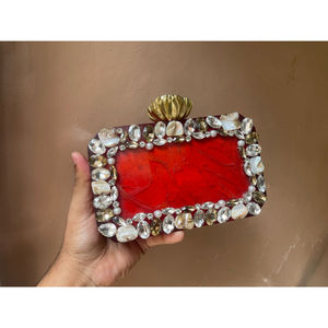 Elegant <b>Green</b> Resin <b>Clutch</b> <b>Bag</b> with Shell and Floral Embellishments Handmade Acrylic Purse <b>for</b> Women Party and <b>Wedding</b> Use - Product Image 6