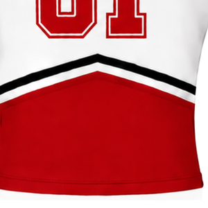 Haut d'uniforme de cheerleading rouge sans manches, col en V, pour compétition de danse d'équipe, entraînement et vêtements de sport - Product Image 6