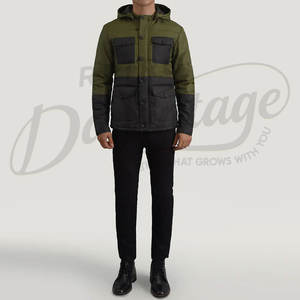 Veste matelassée personnalisée pour homme, vert olive contrastant, multi-poches, à capuche, parka d'hiver, chaude, matelassée, utilitaire, cargo, pour l'extérieur - Product Image 4