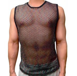 CANBELLO SPORTS Men's <b>Mesh</b> Sleeveless Tank <b>Top</b> O-Neck Solid Color Knitted Breathable Street Style Hollow Out 100% Polyester 120g - Product Image 1