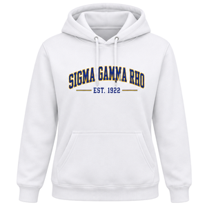 Sweat à capuche universitaire pour femmes Sigma Gamma Rho, blanc, avec motif de sororité grecque, pull à capuche décontracté, streetwear universitaire - Product Image 1