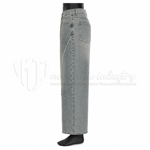 <b>Men's</b> Vintage Washed Wide Leg Jeans <b>Loose</b> Fit Denim Pants Casual Streetwear <b>Trousers</b> with Contrast Seam Detail - Product Image 4