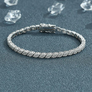 Silver Plated Moissanite Tennis Bracelet Trendy Diamond Alternative Bridal Wedding <b>Gift</b> Unisex Anniversary for Certified Claw - Product Image 1