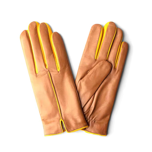 Gants en cuir véritable à deux tons contrastés, durables, de haute qualité, respirants, personnalisables - Product Image 1