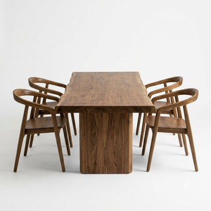 Juego de Comedor ARTERRA de Lujo Moderno con Mesa de Teca con Borde Natural y Sillas de Teca con Respaldo Curvo, Acabado en Teca Natural para Restaurante - Product Image 4