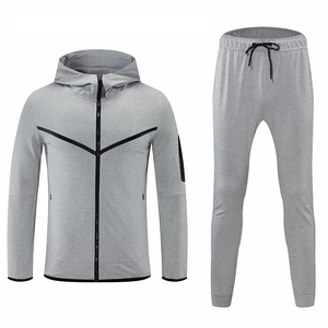 Survêtements de sport en molleton technique 2-en-1 à capuche pour hommes et unisexe, avec logo personnalisé, respirants, à fermeture éclair intégrale, ensembles de jogging - Product Image 2