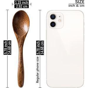 7 cucharas de madera de Padauk de 5.8 pulgadas, pequeñas cucharas para té y café, cucharitas de miel, cucharas diminutas de madera de Bambú - Product Image 2