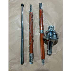 <b>Drum</b> Major Maces Wooden Material Made Silver Crown Head <b>Drum</b> Major Mace Embossed Ball Crown Crust In Low MOQ - Product Image 6