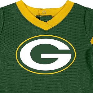 Vestido Jersey para Bebé Niña de los Green Bay Packers con Braguitas, Verde y Amarillo, con Malla, Temática de Fútbol Americano, Conjunto Deportivo - Product Image 6