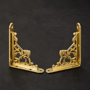 SHUBHAM Vintage Brass Tone Metal <b>Corner</b> Shelf <b>Bracket</b> Wall Mounted Decorative Support Ornamental <b>Corner</b> <b>Bracket</b> <b>for</b> Home Decor - Product Image 5