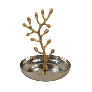 Frutero Vintage de Metal con Acabado en Cobre y Latón, Plato para Cupcakes y Bocadillos, Plato Redondo de Metal Martillado, Utensilios de Cocina - Product Image 1