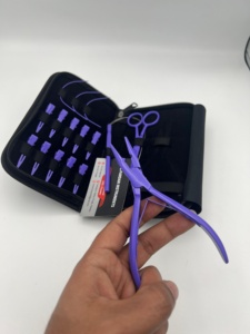 Kit de Herramientas para Extensiones de Cabello Color Morado, Precio al por Mayor, Acero Inoxidable de Grado Quirúrgico, Alicates y Tijeras con Logotipo Personalizado - Product Image 5