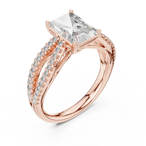 Anillo de Lujo con Diamante Radiante de 2 Quilates Cultivado en Laboratorio, con Banda Dividida y Pavé, en Oro Rosa de 18 Quilates con Baño de Rodio, para San Valentín, Boda, Compromiso, Fiesta - Product Image 4