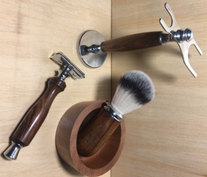 Professional wood Faux Badger Hair Brush Men's Shaving Tool <b>Kit</b> with <b>Resin</b> & Metal OEM Brand Private Label Option - Product Image 4