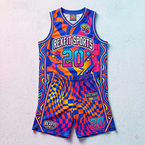 REXFIT SPORTS Kit de basketball personnalisé pour adultes, léger, séchage rapide, maillot et short 100% polyester, vêtements de sport OEM - Product Image 6