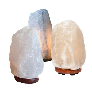 Premium Himalayan white salt lamp with polished natural <b>crystal</b> and wooden base offers elegant décor and warm ambient lighting - Product Image 4