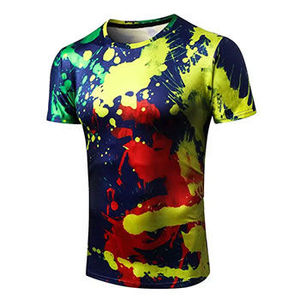 เสื้อยืดแขนสั้นผู้ชาย พิมพ์ลายแบบซับลิเมชั่น โพลีเอสเตอร์ 100% แห้งเร็ว ทรงเข้ารูป คอกลม ลวดลายเพ้นท์มือ สไตล์ลำลอง - Product Image 2