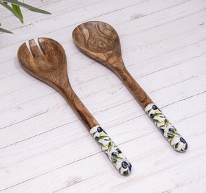 Juego de cucharas de madera de diseño bohemio único con mango a rayas, utensilios de mesa duraderos y altamente pulidos para acampar - Product Image 5