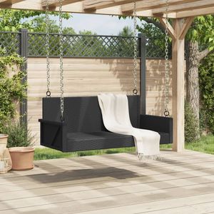 Panca a Dondolo a 2 Posti in Rattan PE Nero con Struttura in Acciaio Verniciato a Polvere per Patio - Product Image 3