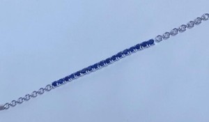 Natural Blue Sapphire Charm <b>Bracelet</b> in Sterling Silver White Gold Plated Luxury <b>Gemstone</b> Jewelry Gift for Women Party - Product Image 2