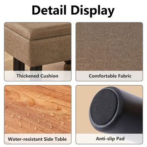 Modern Accent Linen Footrest <b>Storage</b> Ottoman Solid Wood Legs Step <b>Stool</b> Seat for Couch Living Room - Product Image 6