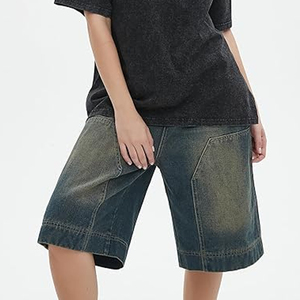 Shorts de Mezclilla con Lavado Ácido, Estilo Vintage, Corte Holgado, Algodón, Logotipo Personalizado OEM - Product Image 1