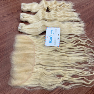 ¡MÁS VENDIDO! Extensiones de cabello humano vietnamita 100% natural, color rubio, precio al por mayor, cabello virgen, extensiones de cabello en trama con ondas naturales. - Product Image 2