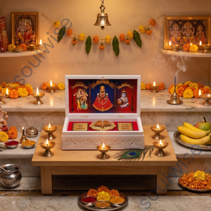 Jai Shree Shyam 8x4, Marco de Madera Ecológico Hecho a Mano con Selenita y Pirita, Amuleto de Riqueza y Éxito - Product Image 5