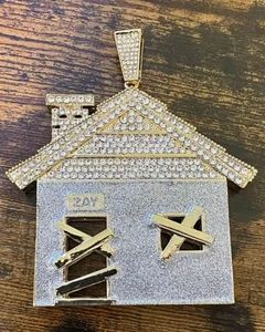 จี้โมอิสซาไนต์ทรงบ้าน จี้ฮิปฮอป เงินแท้ 925 ประดับเพชร จี้แบบสองสีสั่งทำพิเศษ ผ่านการทดสอบเพชร - Product Image 1